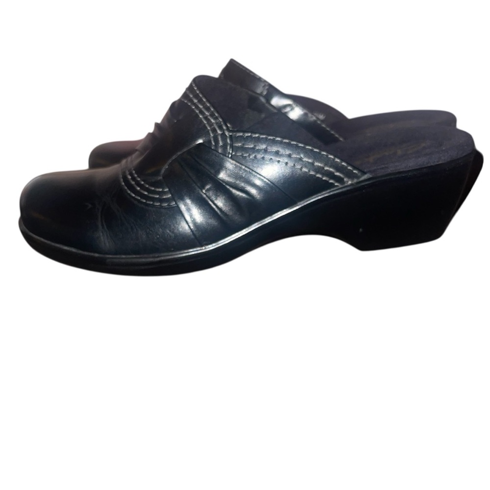 Clarks Bendables Women's Leather Slip On Clog Size 6.5 Black Comfort Shoe…New - Picture 6 of 9